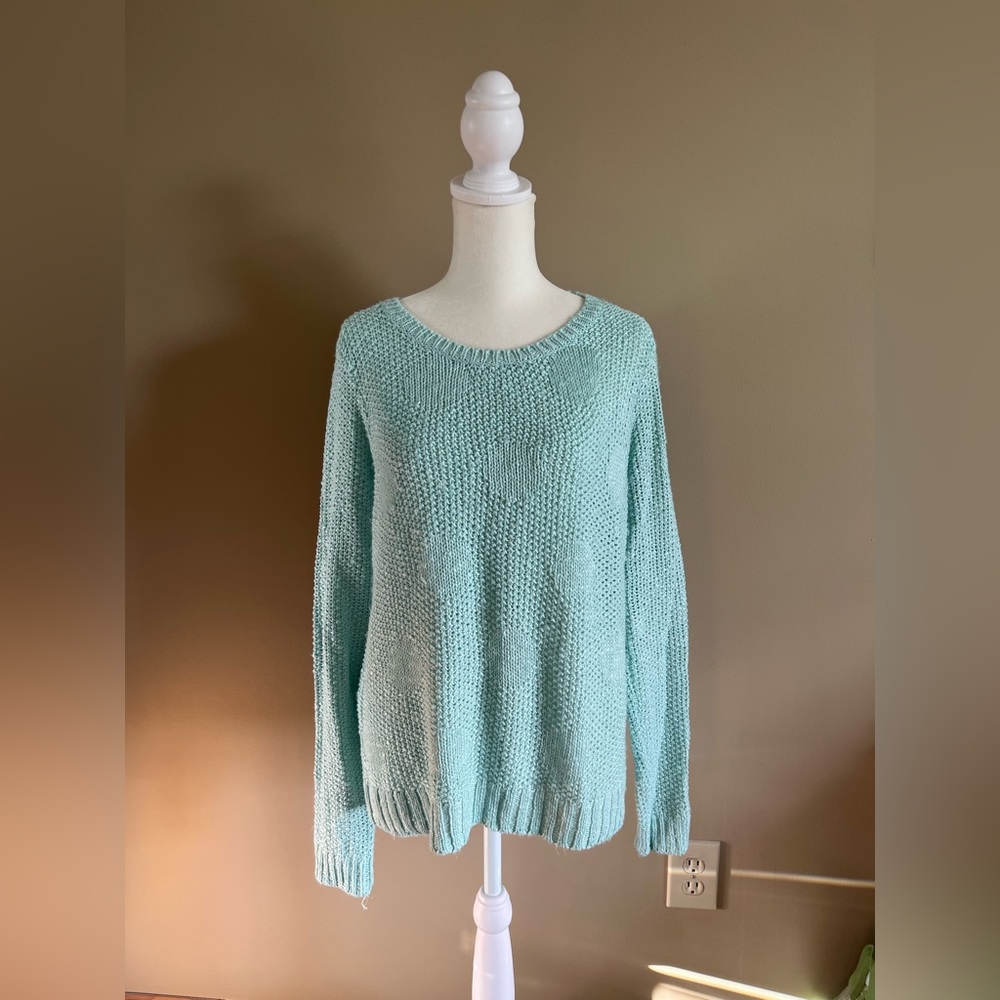 ELLE Seafoam Green Metallic Knit Sweater